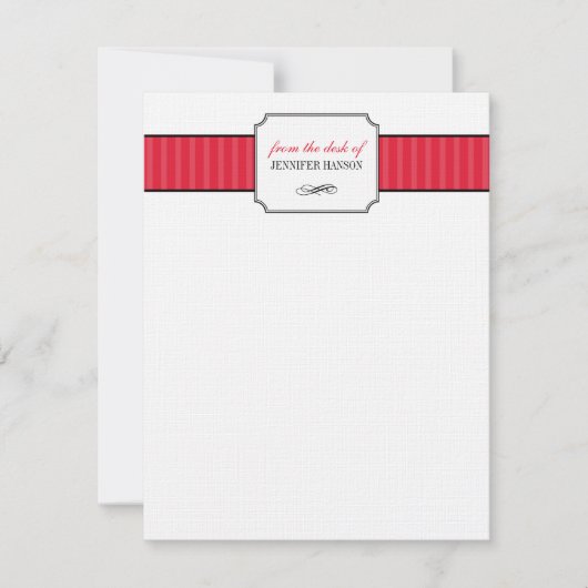 文クラシック房具の机ストライプの赤い 招待状 (正面)