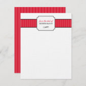 文クラシック房具の机ストライプの赤い 招待状 (正面/裏面)