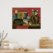 文クラシック書猫ポー、ディケンズ、ストーカー、アート ポスター (キッチン)