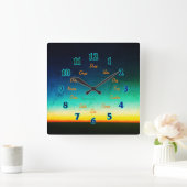 文スペインの字四角時計 スクエア壁時計 (ホーム)