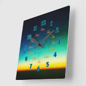 文スペインの字四角時計 スクエア壁時計 (傾斜)