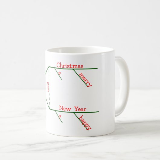 文ダイアグラム文法メリークリスマス コーヒーマグカップ (正面右)