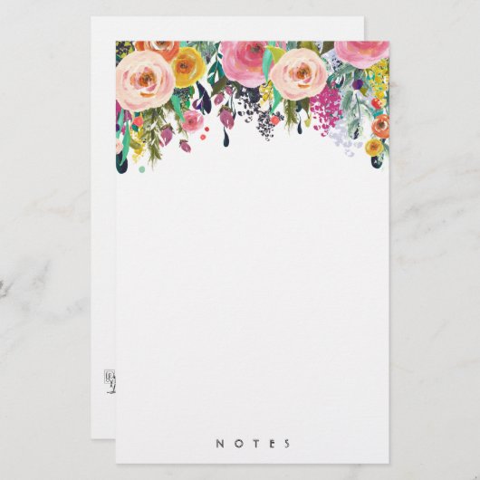 文パーソナライズされた具数々のフローラピンク 便箋 (正面/裏面)