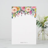 文パーソナライズされた具数々のフローラピンク 便箋 (スタンド正面)