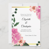 文フォーマル字ピンクと緑のフローラ日付を保存 セーブザデート (正面)