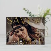 文モダン書 |写真の日付を保存 箔招待状 (立ち正面)