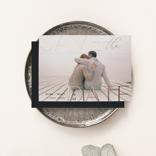 文モダン書 |写真の日付を保存 箔招待状