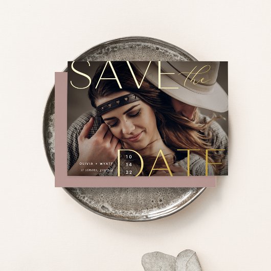 文モダン書 |写真の日付を保存 箔招待状