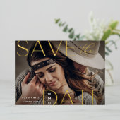 文モダン書 |写真の日付を保存 箔招待状 (立ち正面)