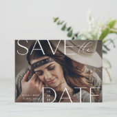 文モダン書 |横向き写真 セーブザデート (スタンド正面)