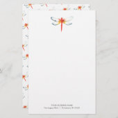 文具パーソナライズされた用水彩赤トンボ 便箋 (正面/裏面)