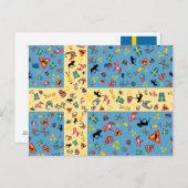 文化アイコン郵便はがきが付いているスウェーデンの旗 ポストカード (正面/裏面)