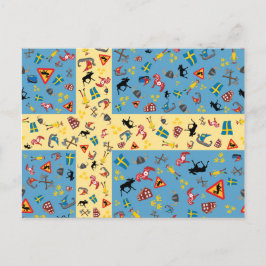 文化アイコン郵便はがきが付いているスウェーデンの旗 ポストカード