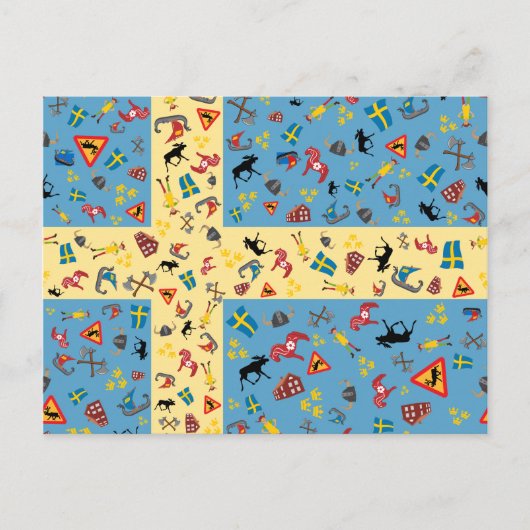 文化アイコン郵便はがきが付いているスウェーデンの旗 ポストカード (正面)