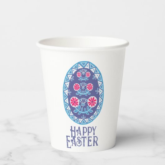 文化ア鮮やかントルブルーウクライナピサンカエッグ 紙コップ (裏面)