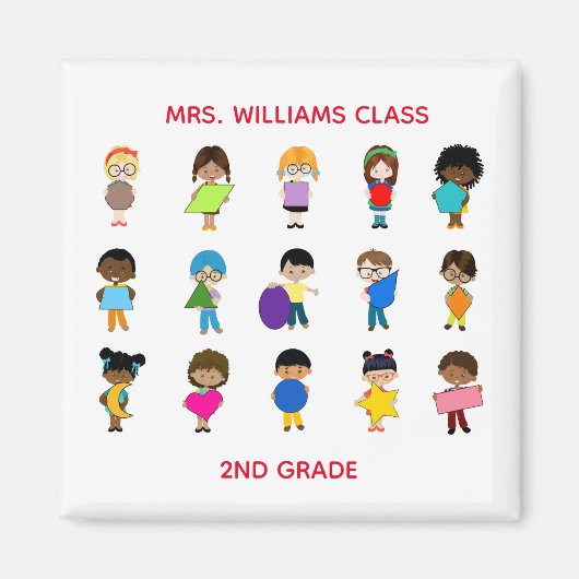 文化カラフルの数々の子どもの形 マグネット (正面)