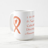 文化ダイバーシティ認識度リボンコーヒーマグ コーヒーマグカップ (正面左)