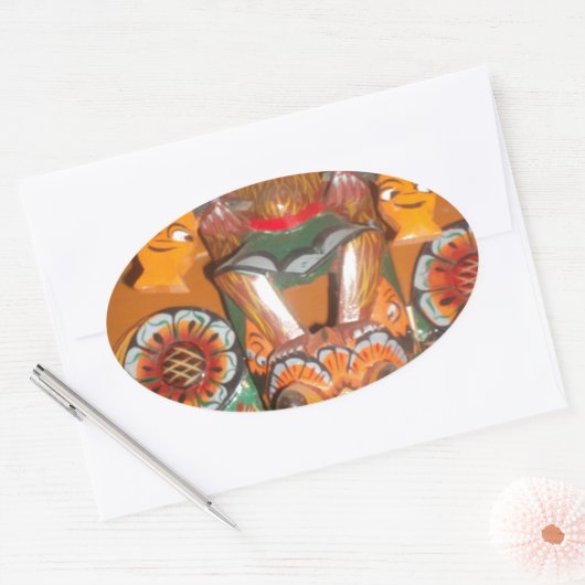 文化ユニーク芸術 – スリランカ/インドネシアデザイン 楕円形シール (封筒)