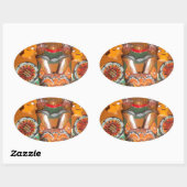 文化ユニーク芸術 – スリランカ/インドネシアデザイン 楕円形シール (シート)