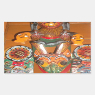 文化ユニーク芸術 – スリランカ/インドネシアデザイン 長方形シール