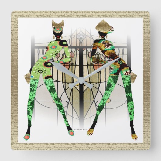 文化的ストーリーテリング スクエア壁時計 (正面)