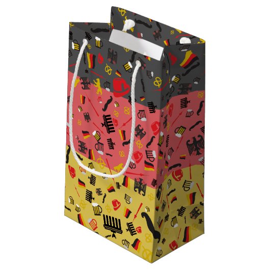 文化項目が付いているドイツの旗 スモールペーパーバッグ (裏面アングル)
