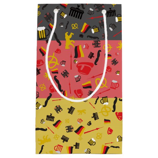 文化項目が付いているドイツの旗 スモールペーパーバッグ (正面)