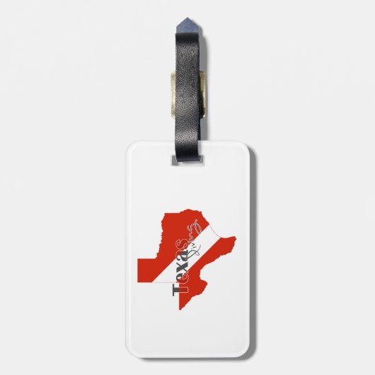 文字が付いているテキサス州のシルエットのダイビングの旗 ラゲッジタグ (裏面縦)