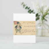 文字が付いているブタそして空のポケット ポストカード (スタンド正面)