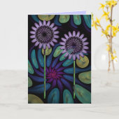 文字が付いている芸術的な花のバースデー・カード カード (黄色い花)