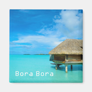 文字が付いているBora Boraの磁石のOverwaterのバンガロー マグネット
