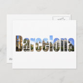 文字で観光客アトラクション付きバルセロナ ポストカード (正面/裏面)