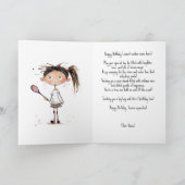 文字で、かわいいテニススターの女の子 シーズンカード (内部)