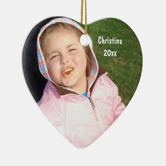 文字とあなた自身のハートの写真の記念品を作成して下さい セラミックオーナメント (右)