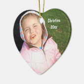 文字とあなた自身のハートの写真の記念品を作成して下さい セラミックオーナメント (左)