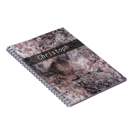 文字とピンクがかった石の質 ノートブック (右側)