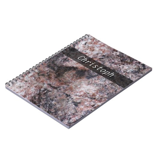 文字とピンクがかった石の質 ノートブック (左側)