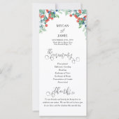 文字とホリーの冬エレガントの結婚式プログラム (正面)