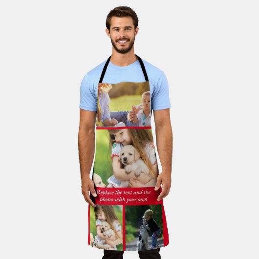 文字と写真を自分で置き換える エプロン (着用した状態)