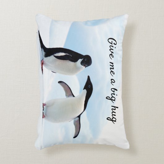 文字と氷の写真でビッグハグペンギン アクセントクッション (正面(垂直))