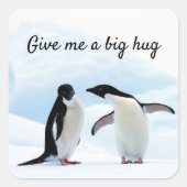 文字と氷の写真でビッグハグペンギン スクエアシール (正面)