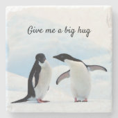 文字と氷の写真でビッグハグペンギン ストーンコースター (正面)