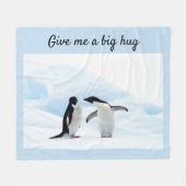 文字と氷の写真でビッグハグペンギン フリースブランケット (正面(横))