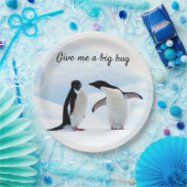 文字と氷の写真でビッグハグペンギン ペーパープレート (パーティー)
