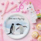 文字と氷の写真でビッグハグペンギン ペーパープレート (パーティー)