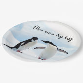 文字と氷の写真でビッグハグペンギン ペーパープレート (アングル)