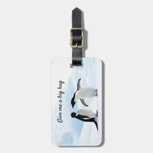 文字と氷の写真でビッグハグペンギン ラゲッジタグ (正面縦)