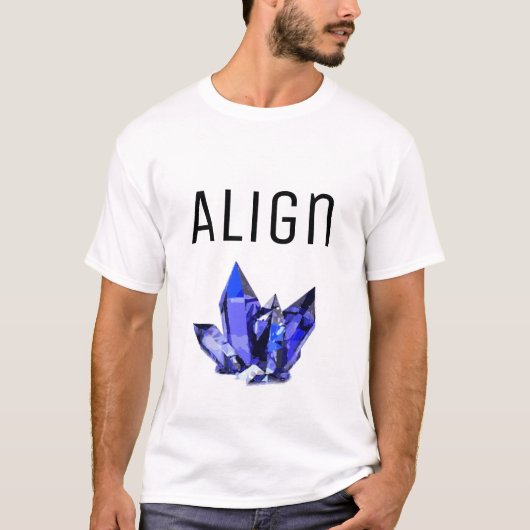 文字と青結晶の位置合わせスピリチュアルLOA Tシャツ (正面)