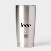 文字とQRコードのビジネスプロモーション付きロゴ 保温保冷タンブラー (背面)