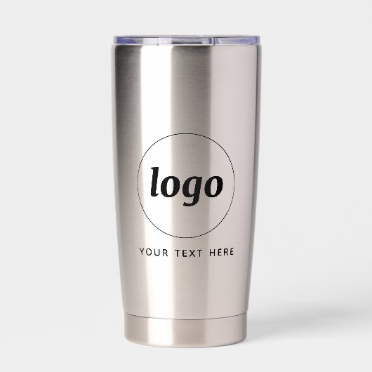 文字とQRコードのビジネスプロモーション付きロゴ 保温保冷タンブラー (正面)